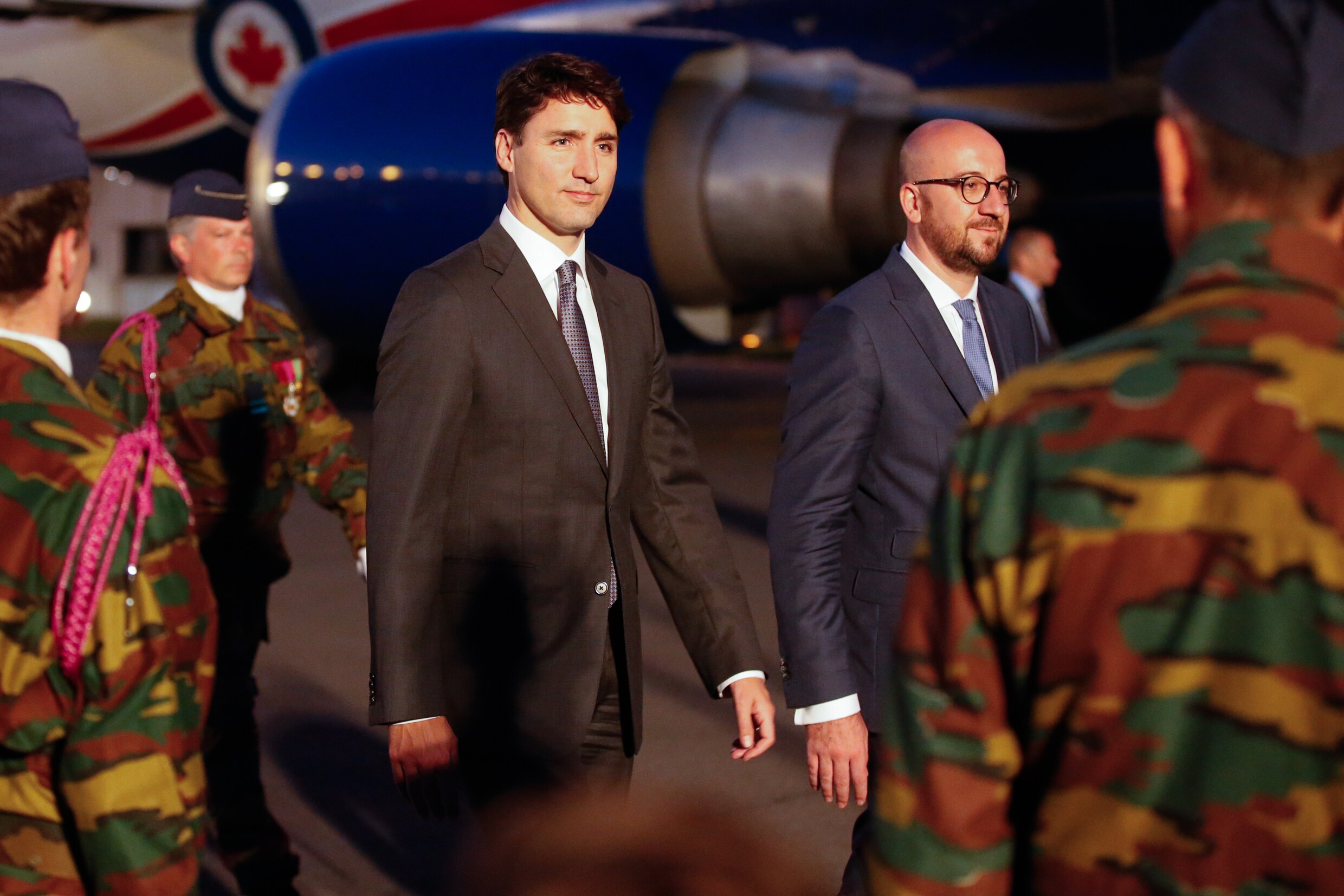 Canadese premier Justin Trudeau aangekomen in België