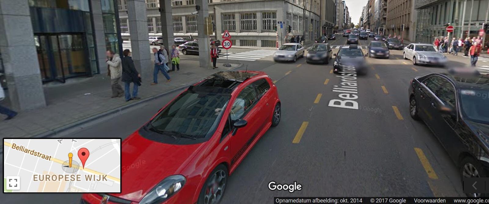 Motorrijder levensgevaarlijk gewond bij ongeval in Brusselse Belliardstraat