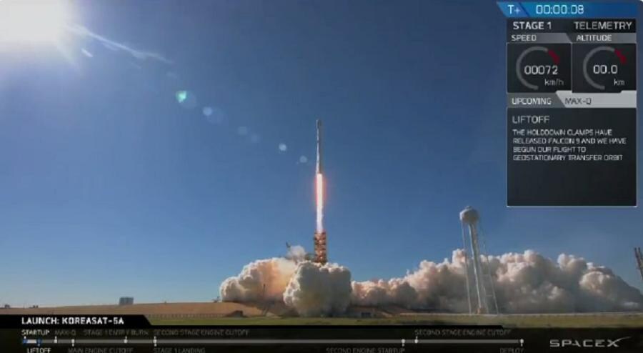SpaceX lanceert succesvol Koreaanse satelliet en slaagt opnieuw in veilige terugkeer eerste rakettrap