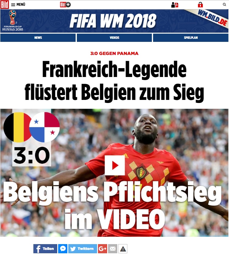 Bild: "Franse legende fluistert België naar de zege"