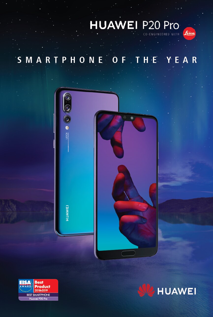 Huawei P20 Pro verkozen tot smartphone van het jaar