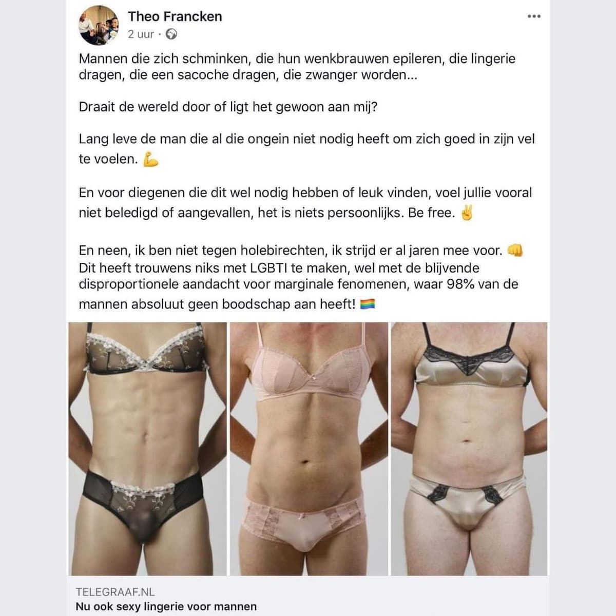 Mannen in lingerie en andere ongein de conservatieve man en zijn identiteitscrisis De Morgen