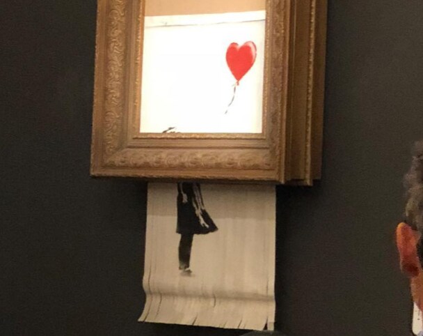 Kunstwerk van Banksy vernietigt zichzelf na bod van miljoen euro