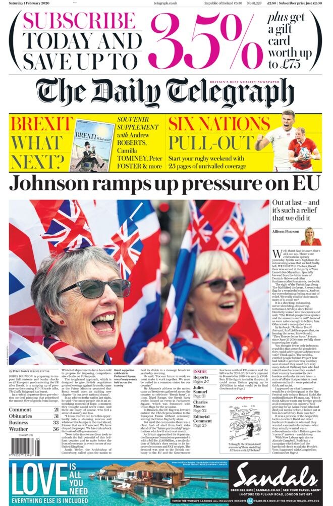 Van ‘Glorieus nieuw Groot-Brittannië’ tot ‘Wat nu?’: Britse kranten verdeeld na officiële brexit