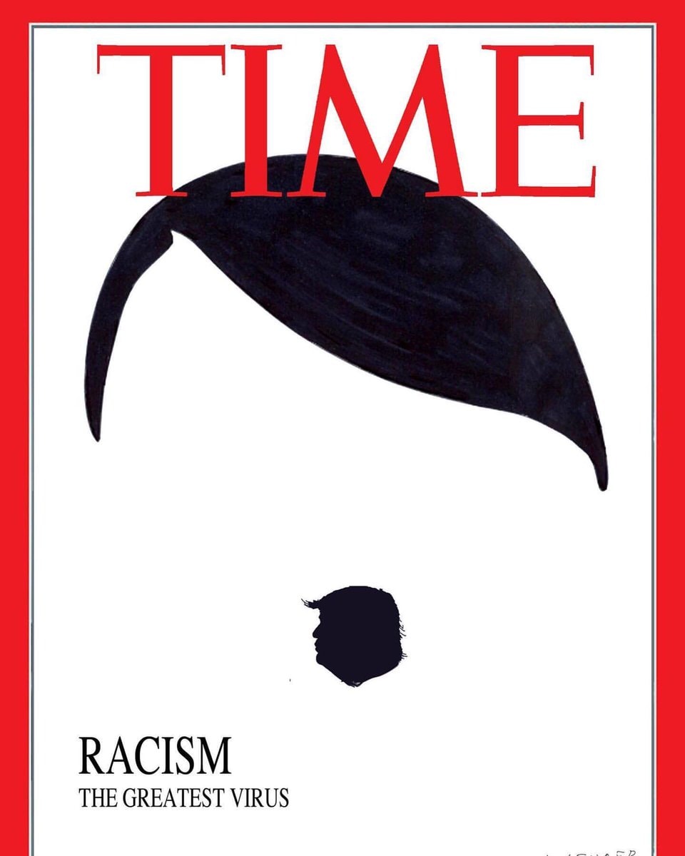 De tekenaar van Hitler met een Trump-snor: ‘Het botst goed met zijn ultieme mediadroom’