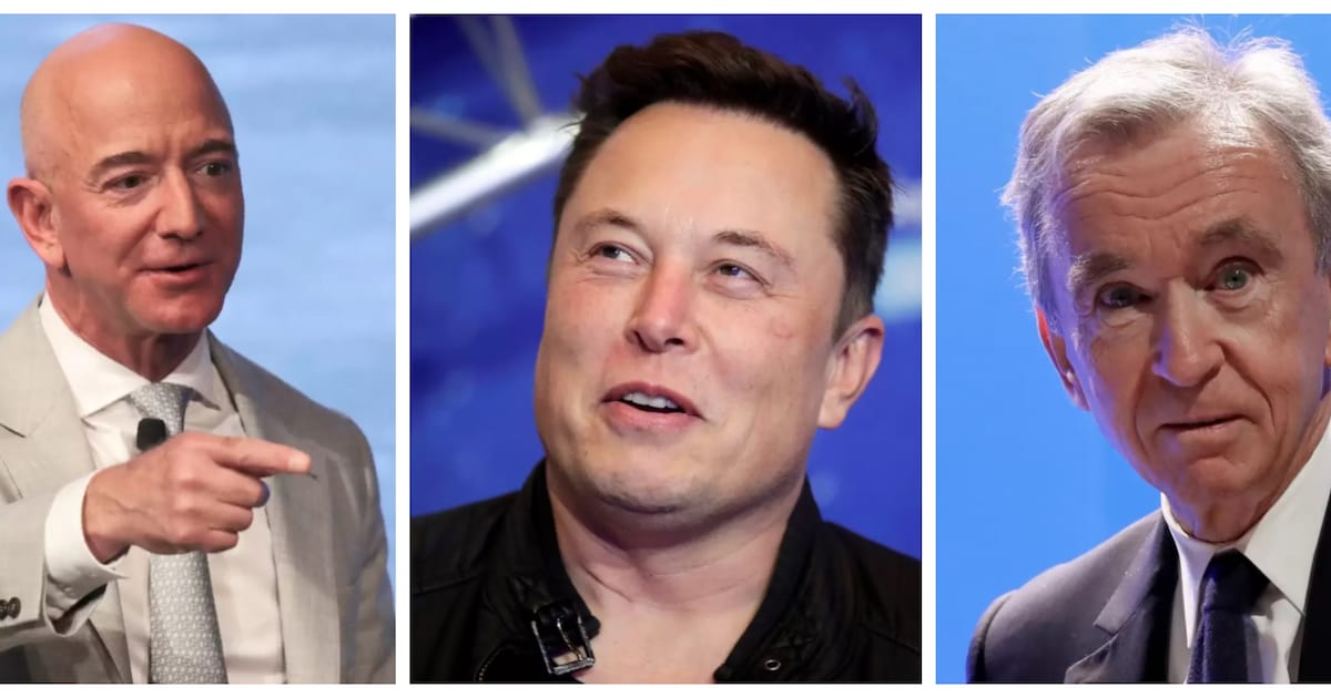 Tien rijkste mensen ter wereld werden in 2021 nog ruim 400 miljard ...