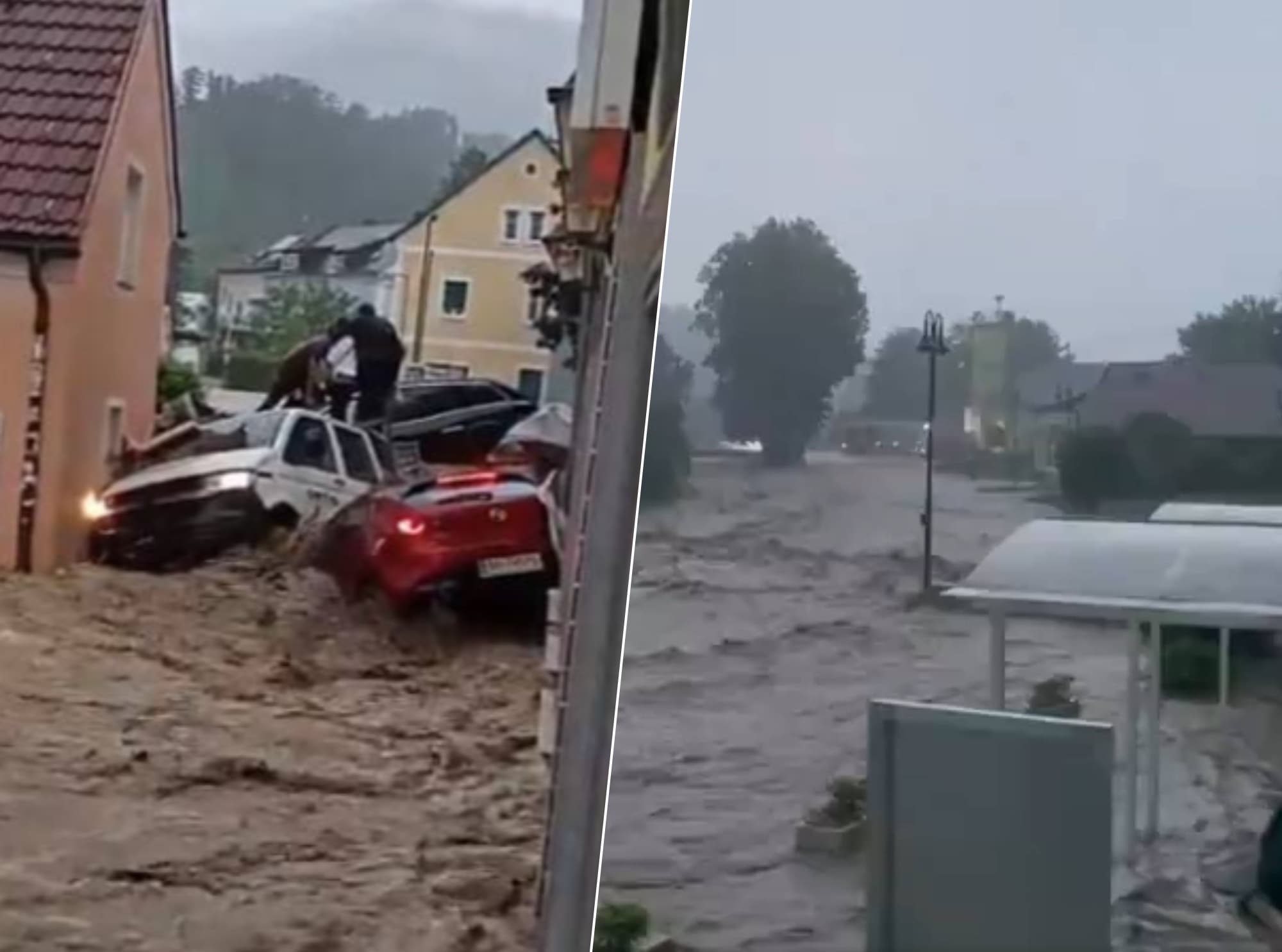 Zware overstromingen in Oostenrijk: auto’s meegesleurd, tientallen ...