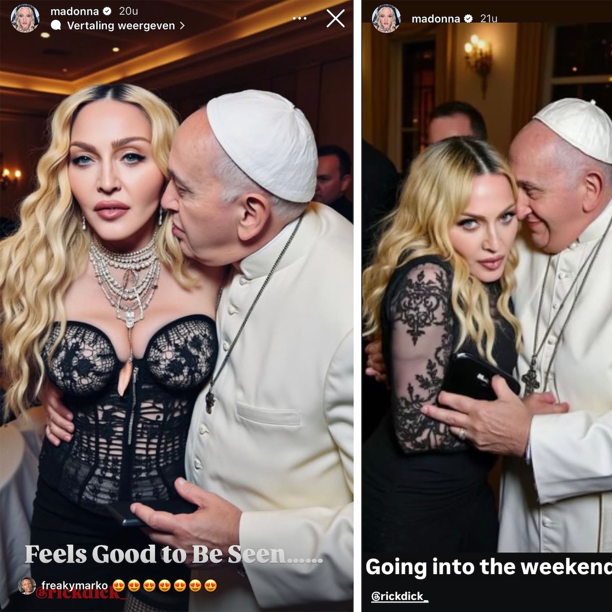 Madonna weet nog altijd te shockeren, dit keer met intieme AI-foto met paus  | De Morgen