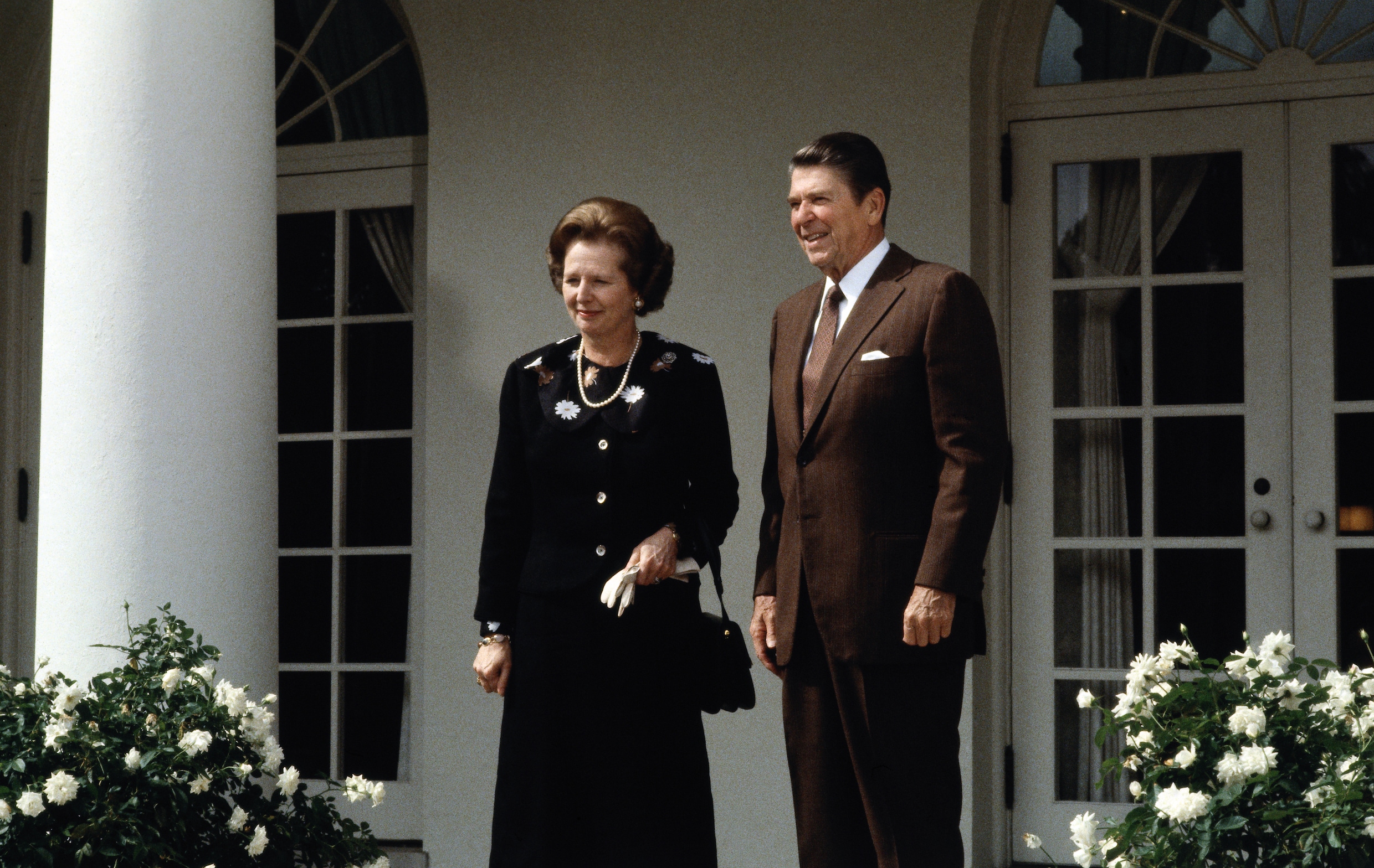 Brits premier Margaret Thatcher en VS-president Ronald Reagan eind september 1983 in Washington, DC.