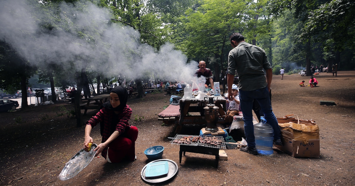 Heel Istanbul barbecuet in het bos, en neemt dat heel serieus