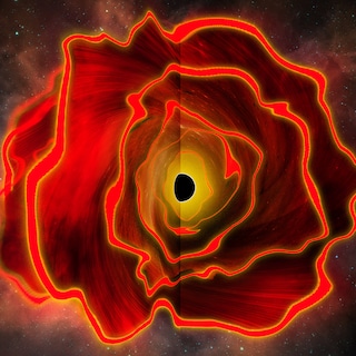 Nieuwe kosmische vondst: de zwartegatster, een felrode stip met 100 miljard keer meer energie dan elke ster
