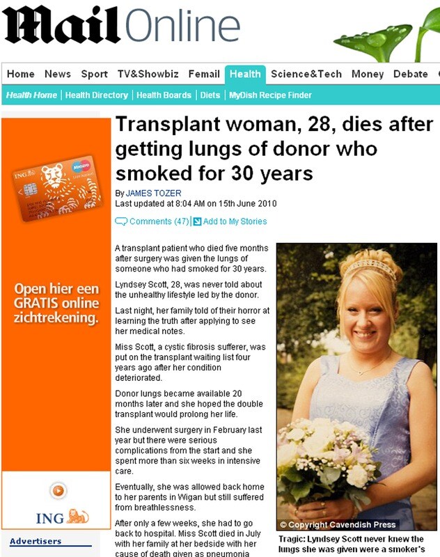 28-jarige vrouw sterft na krijgen rokerslongen