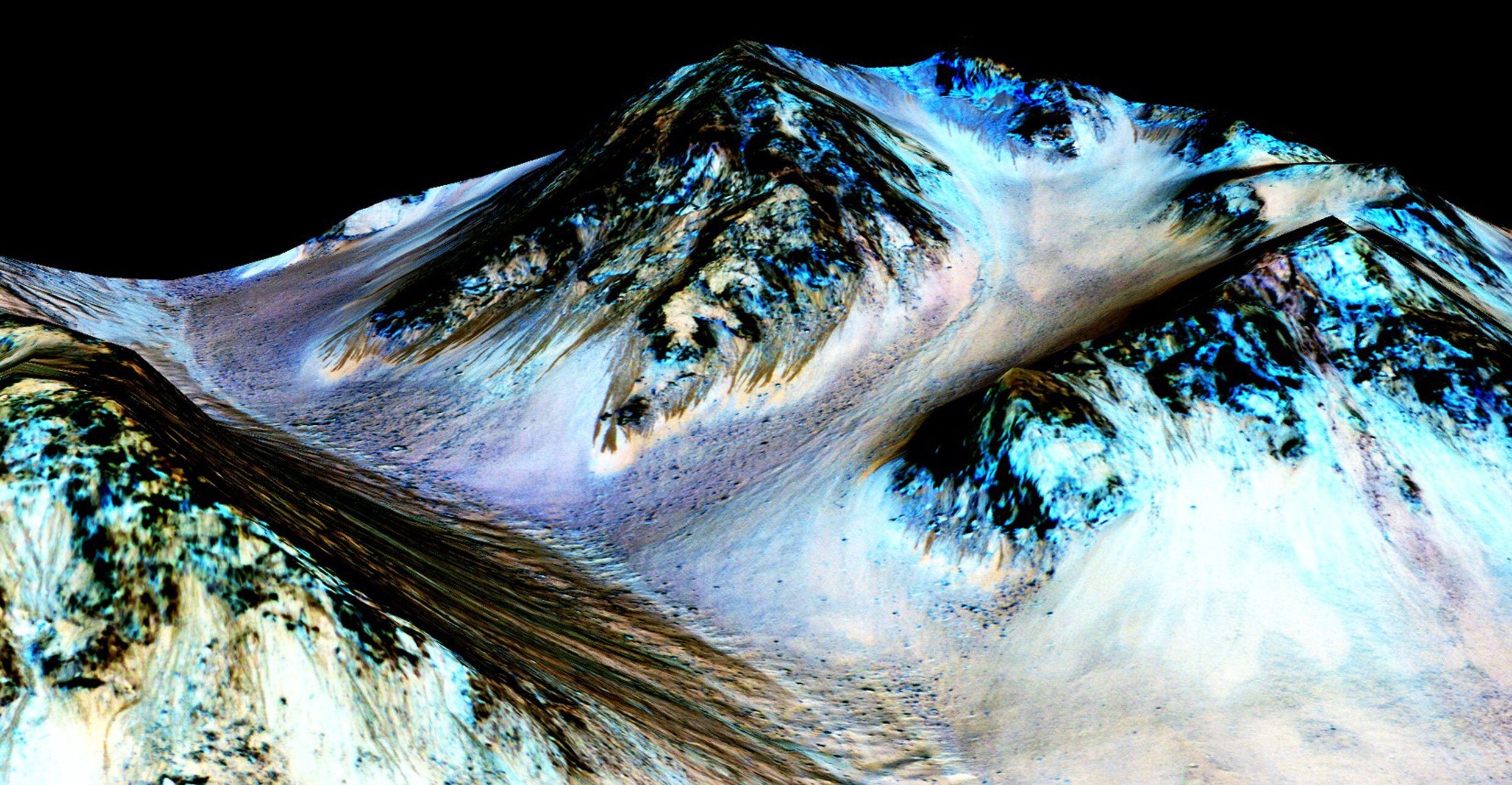 Is "stromend water" op Mars gewoon zand en stof?