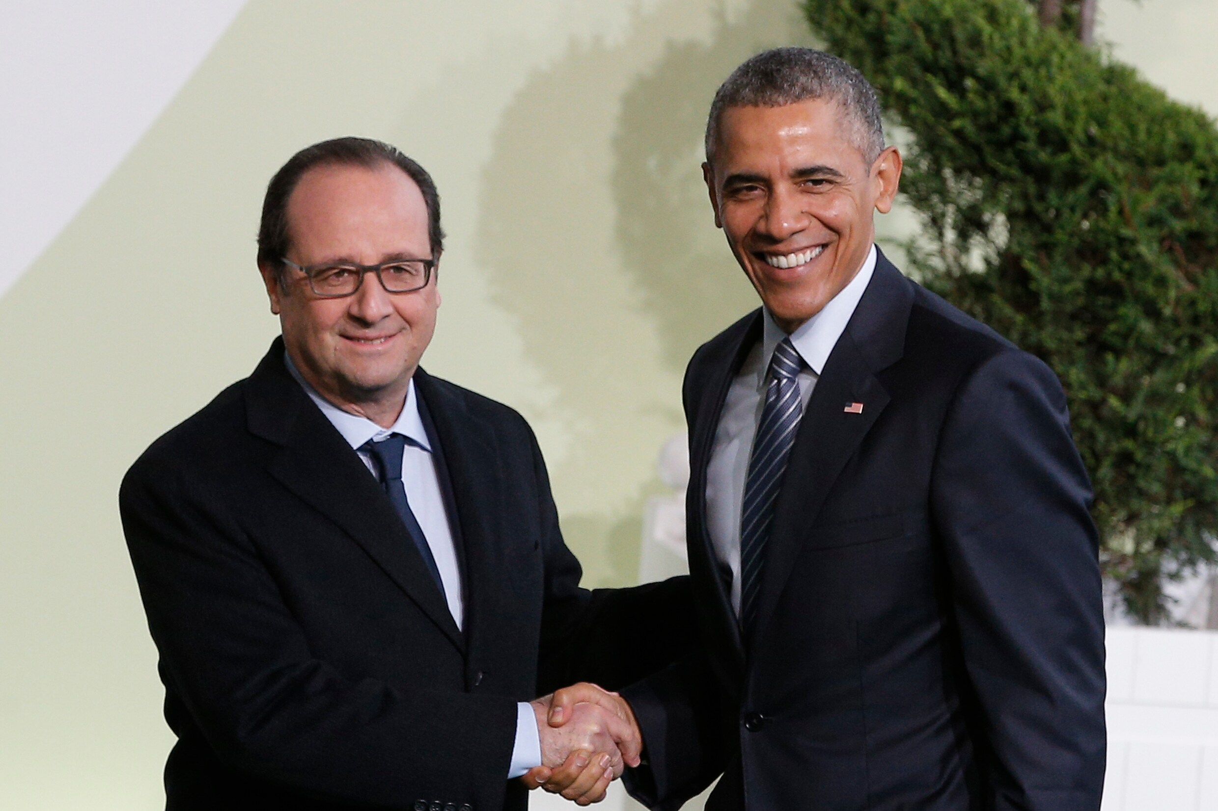 De Franse president Hollande en zijn Amerikaanse collega Barack Obama.
