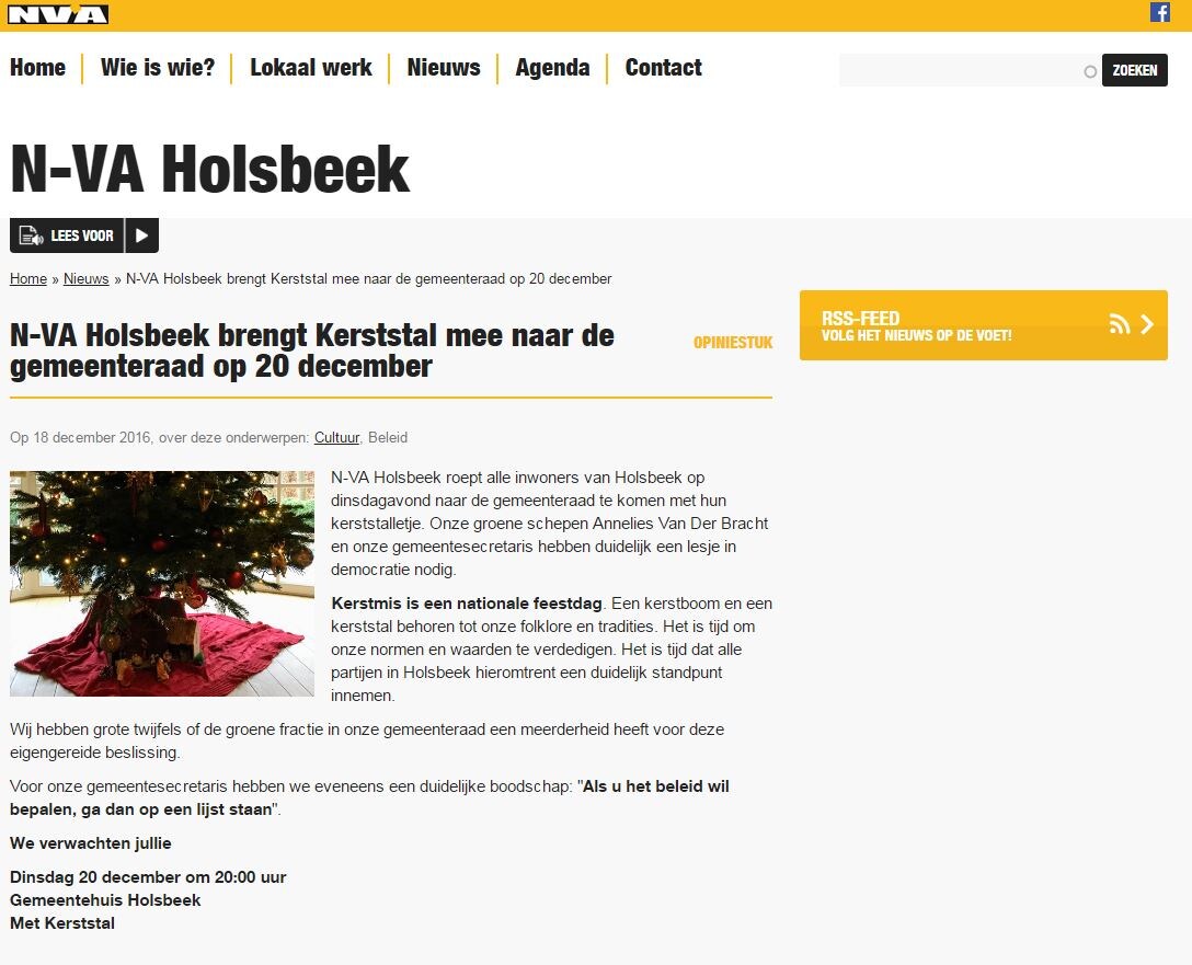Kerststal-rel in Holsbeek: dan toch kerststal in gemeentehuis